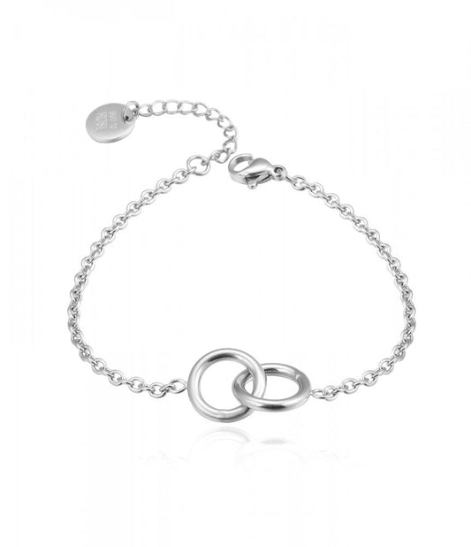Armband stål silver med ringar