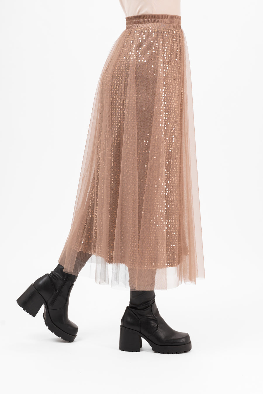 Cherie Tulle Kjol Toffee Brun/Svart