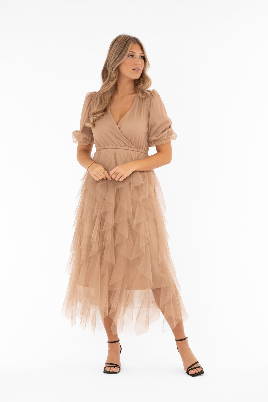 Clara Tulle Klänning Caffe Latte