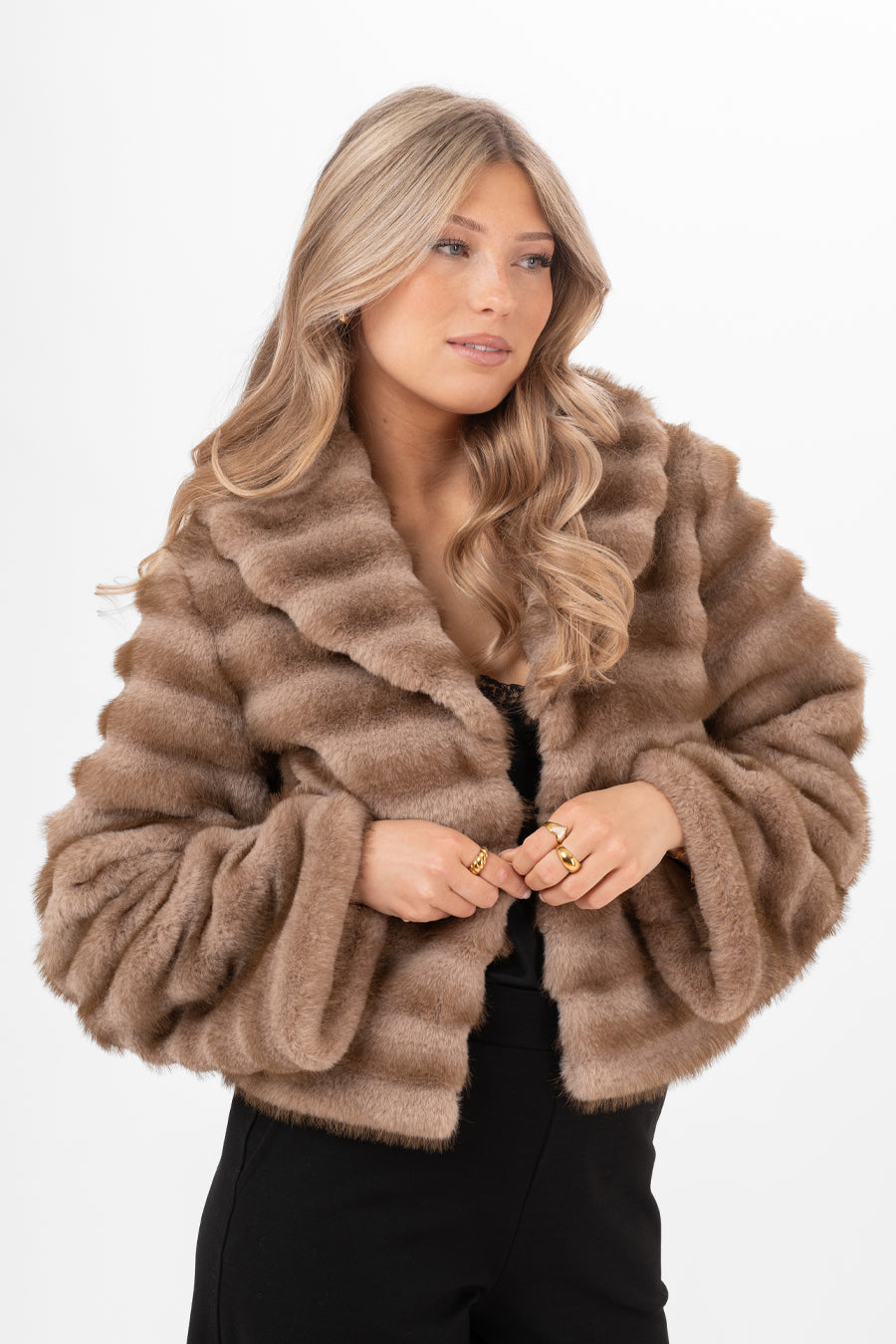 Minerva Fur Jacka Kaffe Brun
