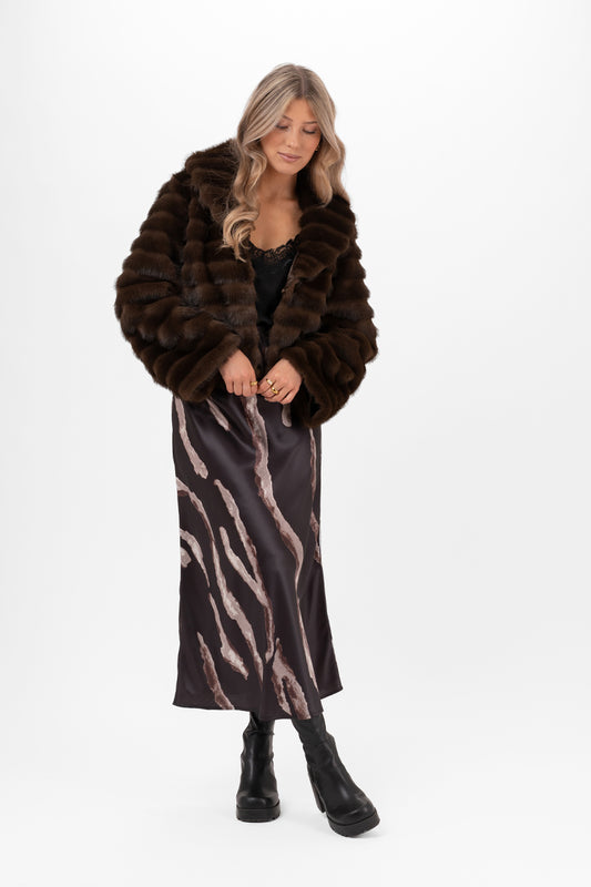 Minerva Fur Jacka Kaffe Brun
